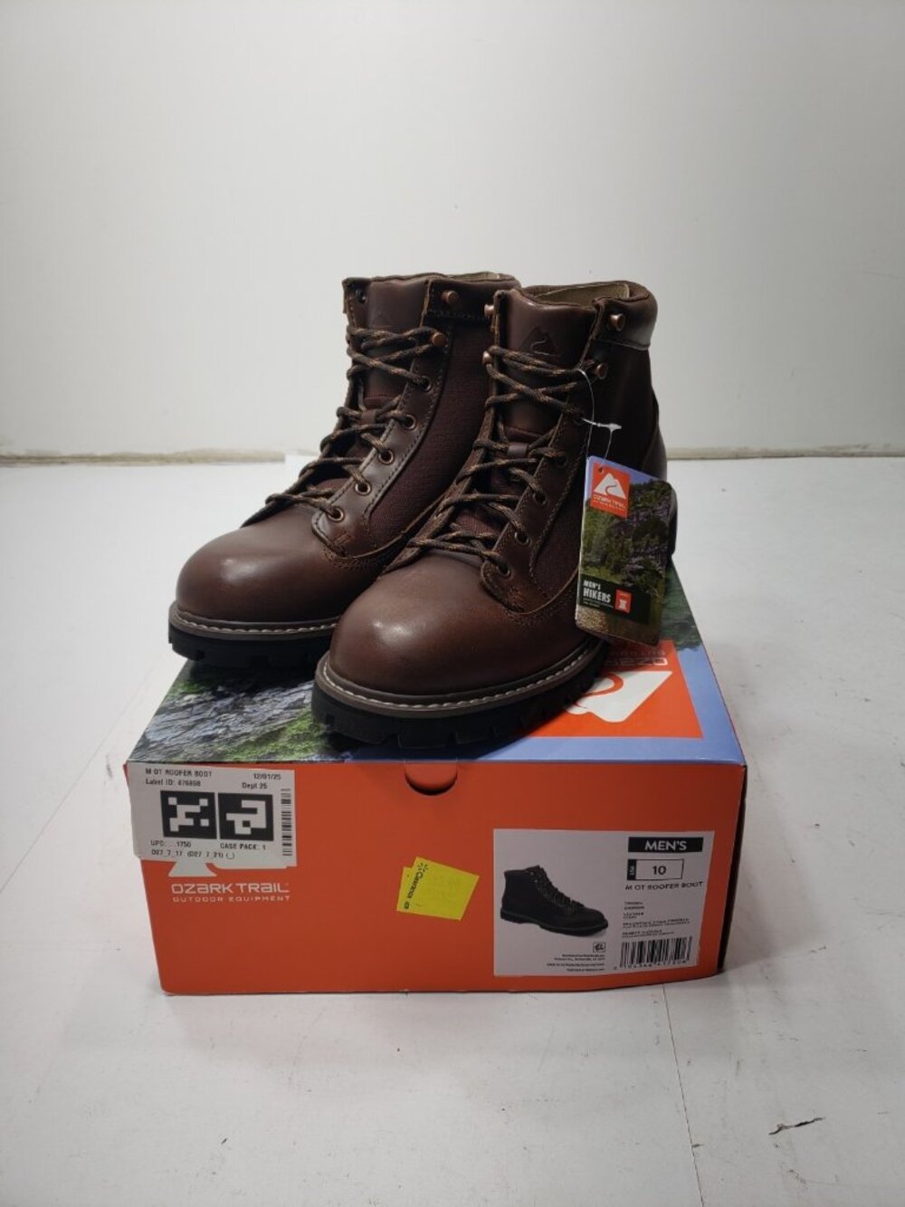 Ozark Trail M OT Men’s Roofer Boots 10 Dark Brown Leather Lace Up Work Boots